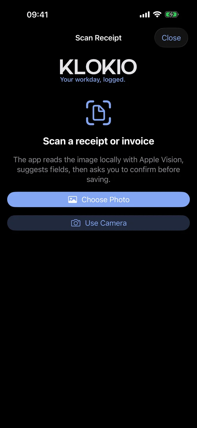 Receipt scanning · Pro