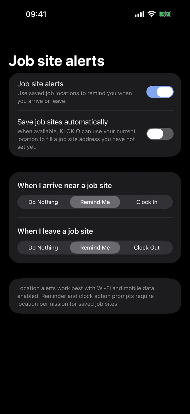 Job-site reminders